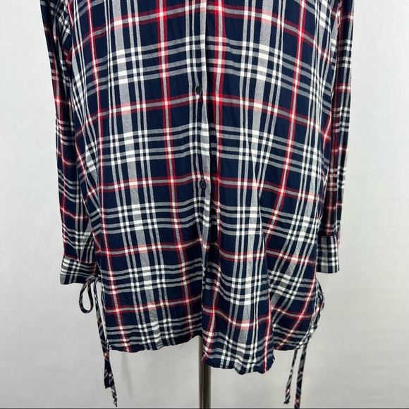 Zara Plaid Button Down Blue Red Size Small Women’s Long Sleeve Shirt - Picture 3 of 7